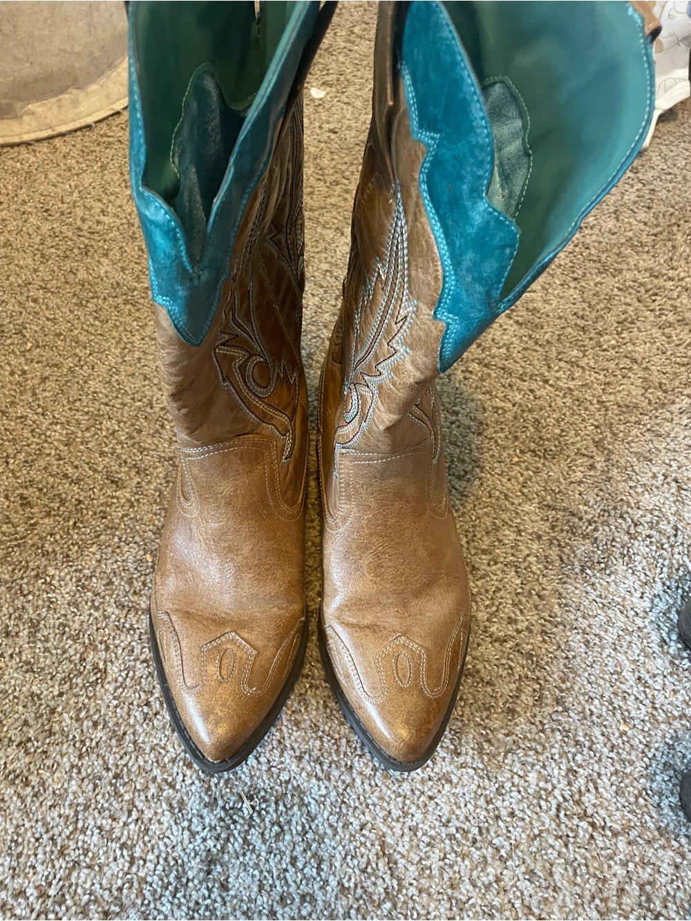Coconuts by Matisse BrownCowboy Boots with Teal Shaft